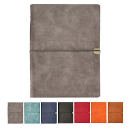 2 STÜCKE B5 Leder Notizbuch, 26,8 x 20,5 cm, 200 Seiten nachfüllbar Vintage Reisetagebuch Notizblock Tagebuch, mit Liniengummiband, Geschenk für Geburtstag, Frauen, Männer, Pad Notes Personal (Grau)