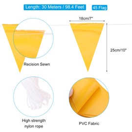 PATIKIL 100ft Pennant Banner Flags, Warning Flagging Banner Safety Flag Barrier Signs for Perimeter Making Traffic Control Party Events, 45 Flags Yellow