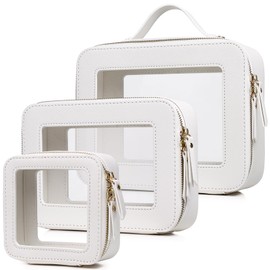 Pinkmik Clear Makeup Bag Waterproof Travel Case for Cosmetics and Toiletries Women's Purse Organizer and Clear Car Bag with Zipper