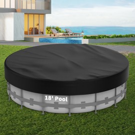18FT Round Pool Cover Pool Covers for Above Ground Pools 210D Solar Pool Cover Heavy Duty Pool Covers Resist Tear and Fade, Winter Pool Covers for Waterproof and Dustproof