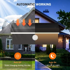 Lustrlach Solar Motion Sensor Wall Lights Outdoor Waterproof LED Solar Wall Sconce Black Dusk to Dawn Modern Porch Wall Mount Lamp for Garage House Patio