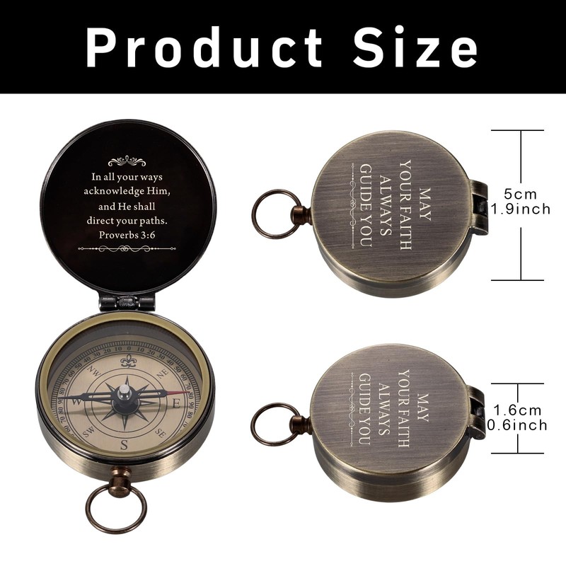 Baptism Gifts for Boys Men - Engraved Compass Christian Gifts