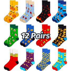 Jeasona 5/12 Pairs Colourful Socks Men's 43-46 Funny Socks Men's 43-46 Funny Business Cotton Suit Socks for Men, Multicolor-1178C12