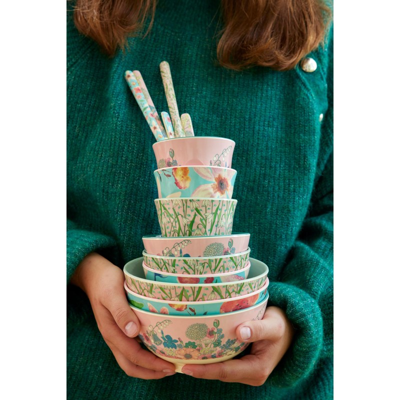 Rice Latte Melamine Spoon Flower Print Set of 6