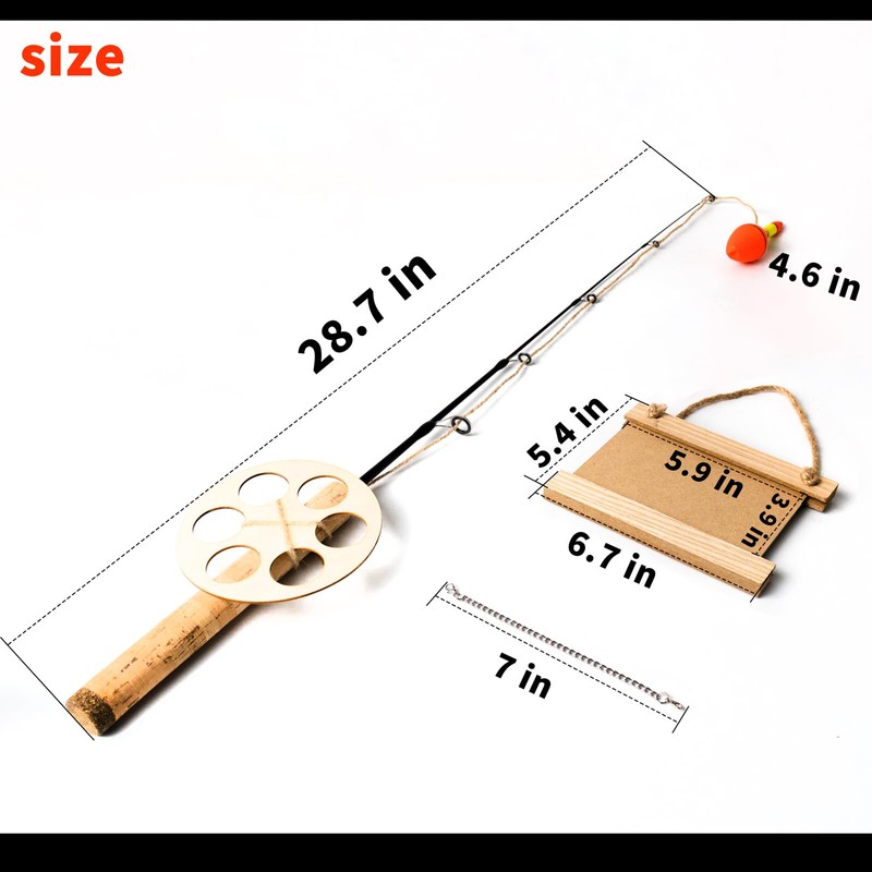 RELIY Wood Fishing Pole Wall Decor with 3 4”X4” Frames,