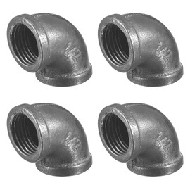 sourcing map 13/16"(20mm) 90 Degree Malleable Iron Elbow Fitting, Threaded Pipes Fitting Brackets Nipples for Vintage Fixtures DIY Furniture Pipe Plumbing, 4Pcs