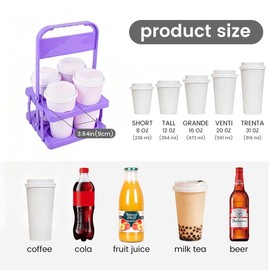 musbus musbus Reusable Drink Carrier with Handle for Doordash, Grubhub, Portable Cup/Coffee Holder Accessories for Delivery, Foldable Drinks Caddy with Tray, Car Durable Plastic Festive Bottle, Vacation