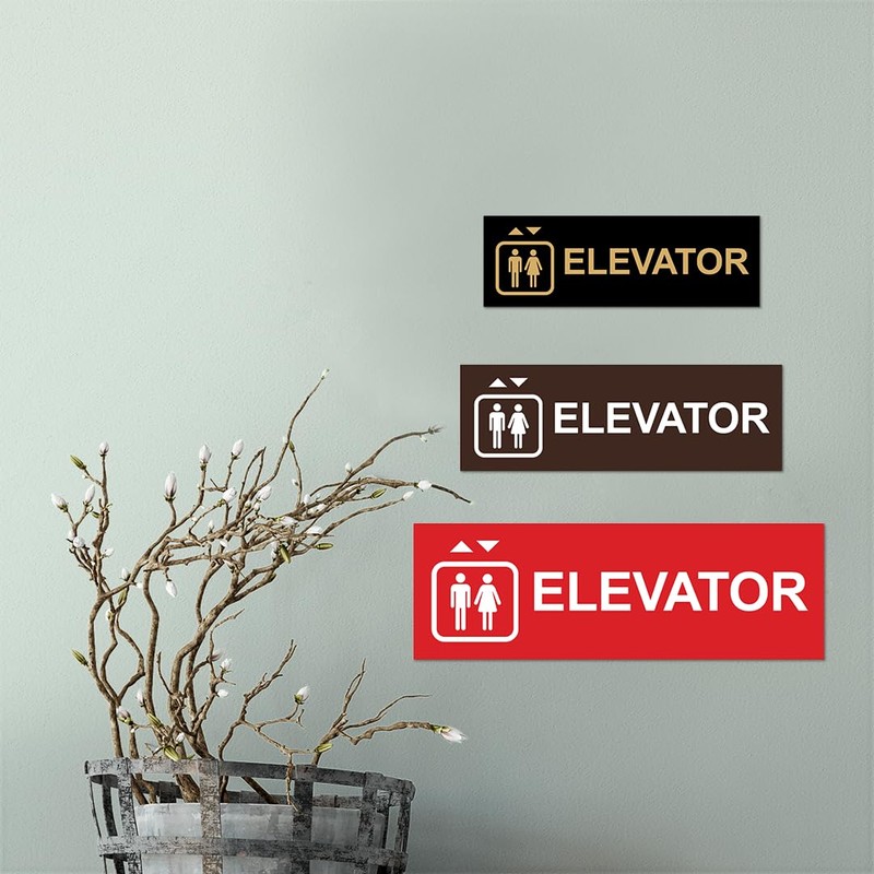 Basic Elevator Sign (Brushed Silver) - Large - (5 Pack)