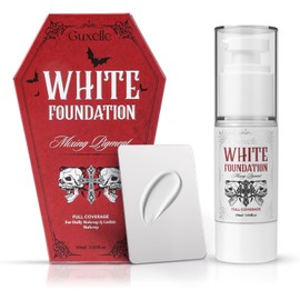 Guxelle White Liquid Foundation, Waterproof Full Coverage Foundation Mixer, White Base with Makeup Mixing Palette for Goths SFX & Daily Makeup.