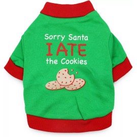 Ollypet Dog Christmas Shirt Dog Pet Holiday Costume Sorry Santa I ATE The Cookies XSmall