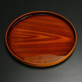 Tatsu Craft Wood Grain Painting Tray, 11.8 inches (30 cm), Round, Non-slip, Stylish, Plastic, Cute, Round, Square, Deep, Kitchen, Non-slip, Non-slip Treatment, For Tea Brewing, Guests, Visitors, Office, Work, Woodgrain, Domestic Lacquerware, Kishu Lacque