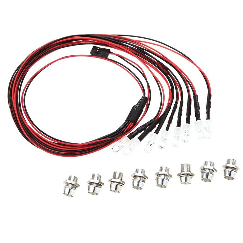 【ノーブランド品】HSP RCカー用 8 LEDライトキット アップグレード部品 5mm 白色LEDライト+赤色LEDライト ABS 製