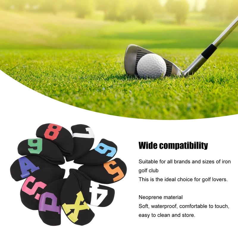 GLOGLOW Colour Numbers Golf Iron Headcover Set 10 Pieces Neoprene