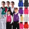 Red Unisex Sequin Vest Waistcoat Dance Party Show Costume Mens