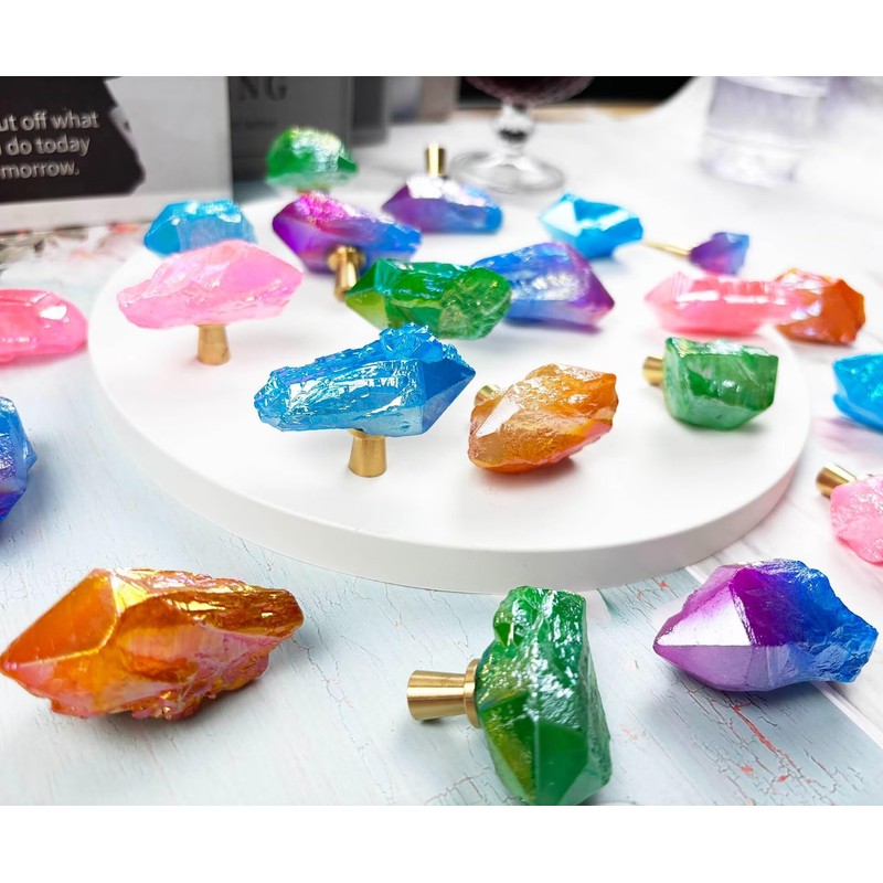 FZBHRO Natural Crystal Stone Cabinet Knobs Decorative Drawer Knobs Handles