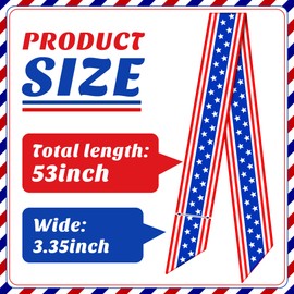 RunNico 2 Pack Patriotic Wreath Sash for Front Door, 53" L x 3.4" W Red White and Blue Wreath Sash, Satin Wreath Sashes Accessories for 4th of July DIY Party Wall Doorway Porch Decoration