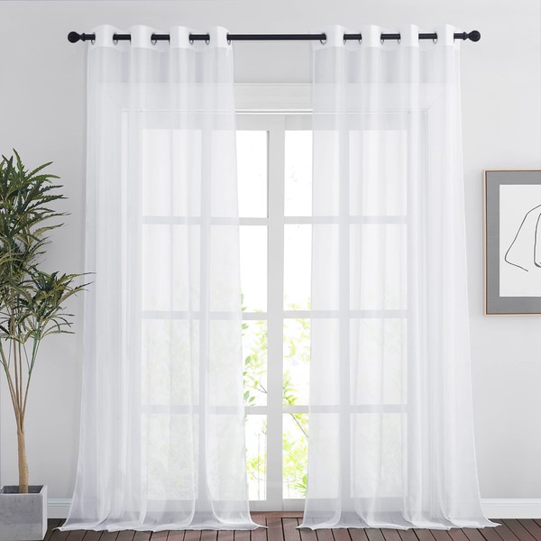 PONY DANCE Curtains White Transparent – 2 Pieces Balcony Door