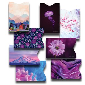HozyFrozy Billetera Morada Floral con Bloqueo RFID, 8 Compartimentos, Resistente al Agua, Slim, para Mujer