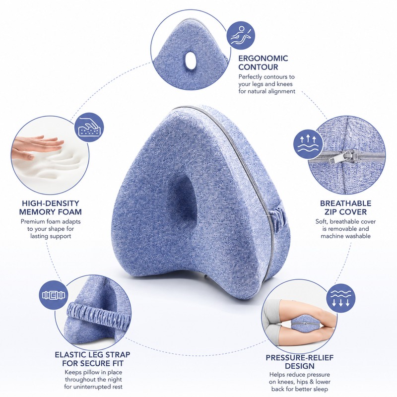 Ergonomic Knee Support Pillow for Side Sleeping – Polyester Leg