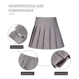 Girls Pleated Skirts Light Grey A-line School Uniform Skorts High Waisted Tennis Skater Outfits with Shorts Size 2T
