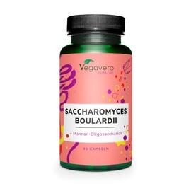 Saccharomyces Boulardii Vegavero | High Dose: 350 mg per Unit - 7 Billion Active Yeast Cultures | With Beta Glucans and MOS from Brewer's Yeast | Vegan & No Additives | German Production | 90 Capsules