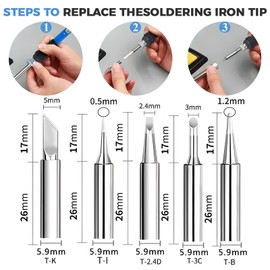 Soldering Iron Kit, Portable Soldering Iron Adjustable Temperature 200-450℃ Welding Tools with 5 Solder Tips, 10g Solder Wire, Stand, 60W Solder Kit Soldering Irons Set for DIY Welding Repairing