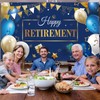 Retirement Party Decorations: Navy Blue & Gold Banner & Balloons