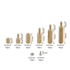 ZDE 160pcs M2.5 Series Male Female Hex Column Brass Standoff Spacing Screws Nuts Assortment Kit for Raspberry Pi Installation Accessories with Storage Case