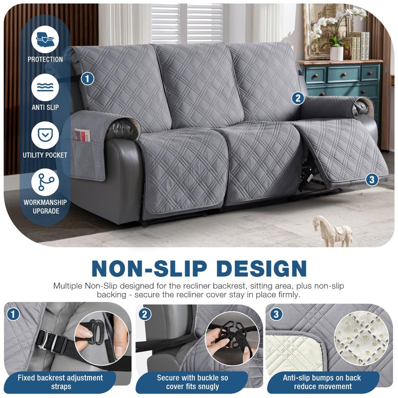 TAOCOCO 100% Waterproof Recliner Sofa Cover, Non Slip Split Couch