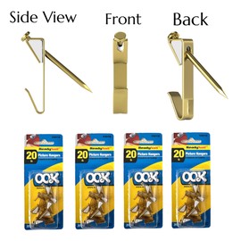 24pcs Picture Hanger Anchor Steel Gilt Each Hook Holds 20 lbs Ready Nail No Need to Hold The Nails Wall Art Decor Hanging Hooks Easy Application Reusable