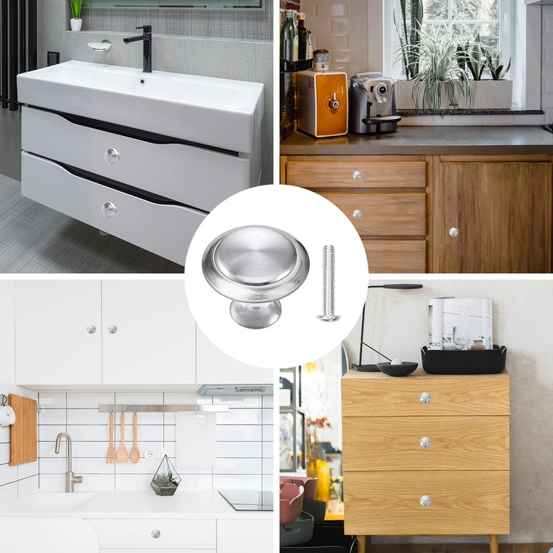 YSDMY 12 Pcs Silver Round Cabinet Door Knobs,30mm Cupboard Handle,Drawer