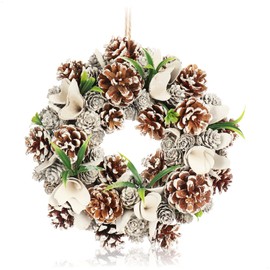 com-four® Christmas door wreath - Advent wreath with pine cones, flowers and blades of grass - decorative wreath - Christmas decoration - table wreath - Christmas wreath