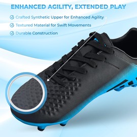 Vizari Men’s ‘Santos’ FG Outdoor Firm Ground Soccer Cleats for Adults and Teens (Black, 12)