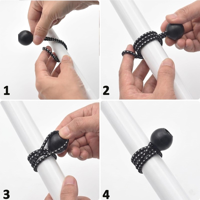 30 Pack 6 inch Black Bungee Balls Cord, Ball Stretch