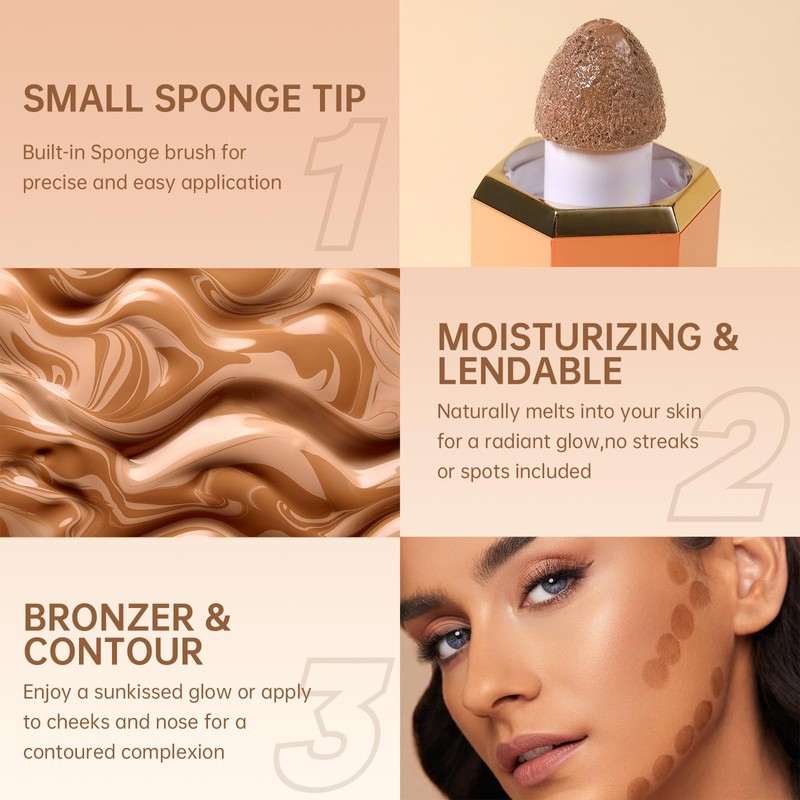 Noerrors Liquid Contour Stick, Soft Cream Bronzer Contour Wand, Cool