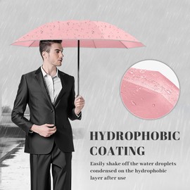 Pioggistar Windproof Umbrella for Men and Women, Inverted Mechanic Umbrellas 10 Ribs, Automatic Open and Close, Compact, Diameter 105 cm, pink