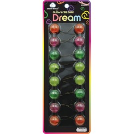 Dream World Glow In The Dark Ponytail Holder 20 MM Bead Assorted Colors #1 8 Piece Pack