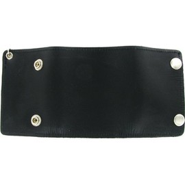 Geronimo BW1017 Black Tri-Fold Leather Wallet with Silver Snaps