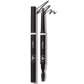 VEECCI Diamond Eyebrow Pencil - Long Lasting & Smudge-proof, Dual-Ended with Soft Brush - Vegan Formula for Microblading Effect Brows (Black)