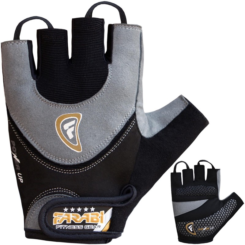 Farabi Hybrid Leather Weight Lifting Gym Fitness Workout Gloves Bar