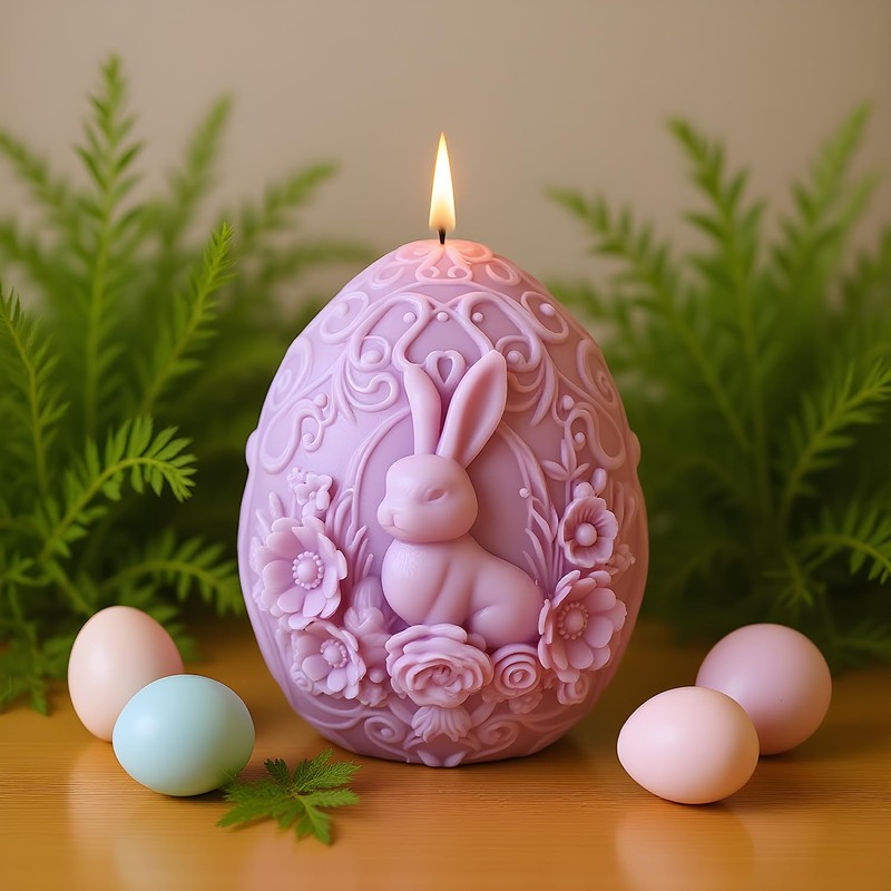 3D Easter Bunny Candle Molds Rabbit Flower Egg Candle Silicone