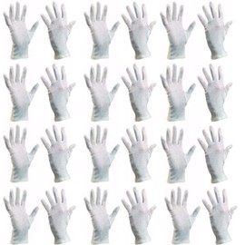 Cotton Gloves 24 Pieces (12 Pairs) Protective Gloves, Cotton Gloves, Fabric Gloves, Cotton Gloves, Work Gloves, Sports Gloves, Women Men Children, Sizes XS, S, M, L, XL, XXL