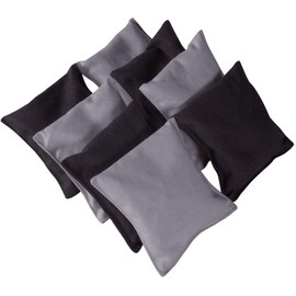 Festival Depot All-Weather Cornhole Bean Bags（Set of 8 -Duck Cloth Canvas Corn Hole Bags Tossing Game (Silver & Black)