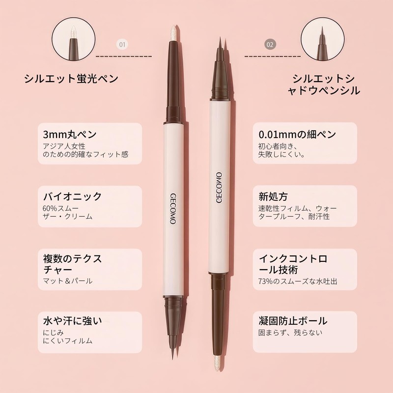 Qin Derdom Double Sided Silhouette Pencil Waterproof Non Smudge Eyeliner