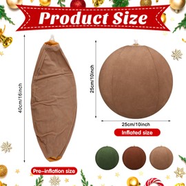 Jetec 12 Pcs Giant Inflatable Velvet Christmas Balls 16 Inch PVC Inflatable Flocked Christmas Balls Holiday Inflatables Outdoor Decorations for Blow up Yard Decorations