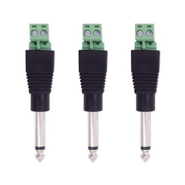 Fancasee (3 Pack 6.35mm Replacement Repair Plug Jack TS 2 Pole Mono Male Plug 1/4" 6.35mm Solderless Terminal for Microphone Speaker Audio Cable Repair