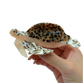 Aurasnap Turtle Hair Claw Clip - Acetate Claw Clip for Women, Non-Slip Hair Clips Strong Hold for Thin/Thick Hair, Cute Sea Animal Design Hair Accessories (Brown turtle)