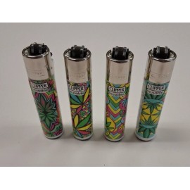 Clipper 4 PACK OF CLIPPER LIGHTER REFILLABLE COLORFUL LEAVES DESIGN