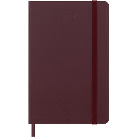 Moleskine Weekly Planner with Space for Notes, 12 Months 2024, Agenda 2024, Pocket-Size 9 x 14 cm, Hardcover with Elastic Closure, Burgundy Red