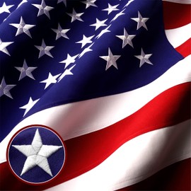 G128 3x5 Ft American USA Flag Deluxe TearProof Series, Featuring Super Tough Spun Polyester, Embroidered Stars, American Flag For Outside High Winds